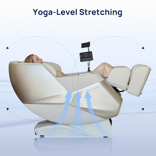 Lifevibe VAT Massage Chair Full Body VibroAcoustic Sonic Wave, SL-Track Zero Gravity Recliner with 25 Auto Modes, Smart Body Scan, Extendable Footrest, Reading Lamp, White Lifevibe