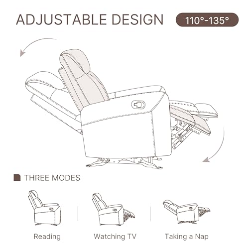 KISLOT Leather Recliner Chair Faux Reclining Sofa Lazy Boy Glider Rocking Function with Armrest for Living Room Bedroom Home Theater Seating KISLOT
