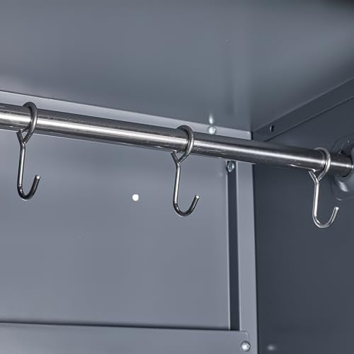 NICEGDLT Metal Storage Cabinet with Lock,72" Garage Storage Cabinets with Hanging Rod & S-Hooks,Large Storage Cabinet with Shelves,Locking Tool Utility Closet for Home,Garage,Utility Room,Dark Grey NICEGDLT