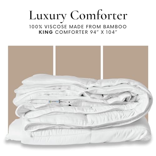 Bamboo Bay All Season King Size Comforter, 100% Viscose Made from Bamboo, Soft Quilted Down Alternative Duvet Insert with Corner Tabs, Breathable Cooling Bedding, 94 x 104 Inch Bamboo Bay