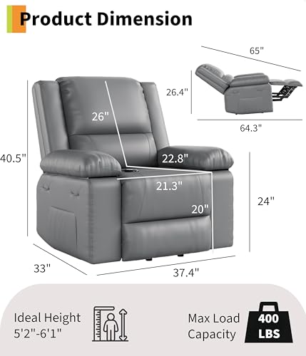 Garvee Power Lift Recliner Chair - Heat and Massage, PU Leather Electric Lift Recliner for Elderly & Mobility Impaired,Reclining Sofa with Side Pocket for Living Room
