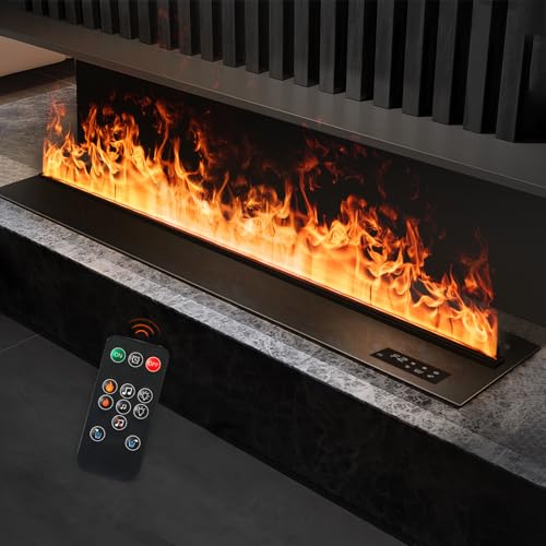 Water Vapor Fireplace Recessed Realistic Atomized Flame, Electric Fireplace with Manual Water Control and Remote Control,with 5ft Power Cord,Size: L31.5 x W7.87x H8.27 in Mexhom