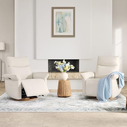 CHITA Power Recliner Chair, Electric Triple-Motor Swivel Glider Nursery Rocking Chair with Adjustable Power Headrest and Lumbar Support, GREENGARD Gold Certified, Solid Wood Base, Linen CHITA