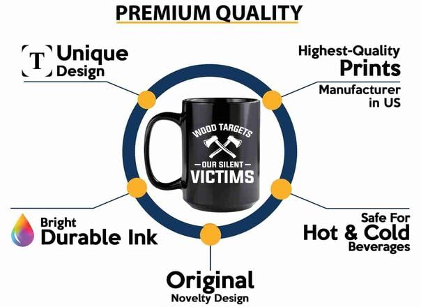 Axe Throw Coffee Mug 15oz Black -Wood targets - Sport Game Tomahawk Target Throwing wooden Competition Hunting Luxe Gifting
