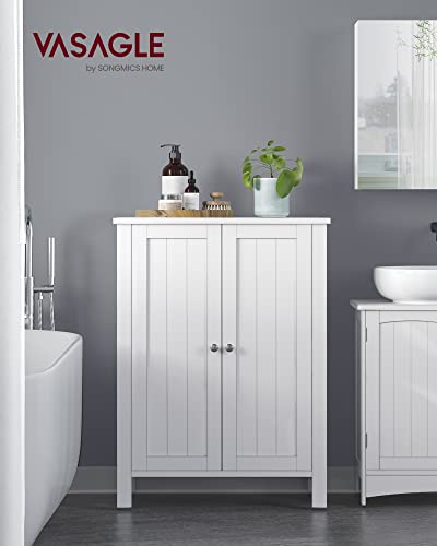 VASAGLE White Bathroom Floor Storage Cabinet with 2 Adjustable Shelves VASAGLE