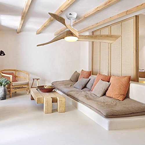 Sofucor Ceiling Fan 52 Inch Wood Ceiling Fan with Lights Remote Control Dimmable Light Reversible DC Motor Modern Ceiling Fan for Kitchen Bedroom Basement Dining Living Room Light Wood Sofucor
