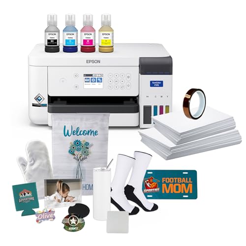 Epson SureColor F170 Dye-Sublimation Printer. Includes Full Set of Ink, User Guide, AC Power Cable, Sublimation Starter Kit, Thermal Tape, 8.5" x 11" & 8.5" x 14" Paper SCF170 Johnson Plastics Plus