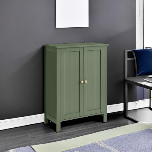 VASAGLE Floor Storage Cabinet, Freestanding Storage Unit with 2 Adjustable Shelves, for Bathroom Living Room Dining Kitchen, 11.8 x 23.6 x 31.5 Inches, Forest Green UBCB060C01 VASAGLE