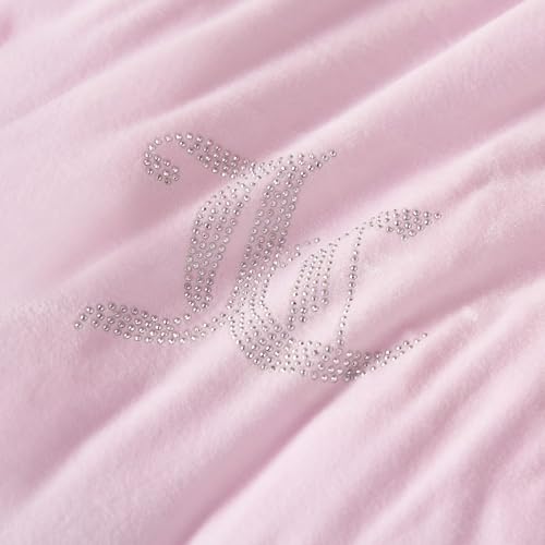 Juicy Couture Marshmallow Pink Velour Twin/Twin XL Comforter Set - 2 Piece Luxury Bedding Ensemble Juicy Couture