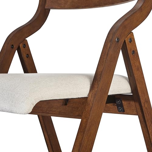 Ball & Cast Folding Chairs Set of 2 with Back & Padded Cushion,Portable Foldable Dining Upholstered Stool W/Solid Wood Frame,Ergonomic Design,for Kitchen,Office,Outdoor Events,Walnut Ball & Cast