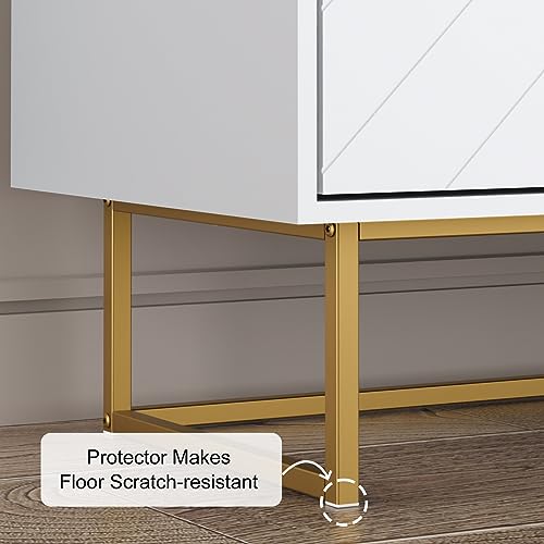 Scurrty Set of 2 31.5'' Sideboard Buffet Cabinet with Storage, Top Weight Capacity 150lbs Sideboard Storage Cabinet with Doors and Adjustable Shelf, Accent Cabinet for Living Room, Kitchen, White Scurrty