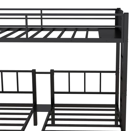 Twin Size Bunk Bed, Metal Triple Bed, Twin XL Bunk Beds for 3, Detachable Triple Bunk Bed for Kids & Teens, Black Bellemave