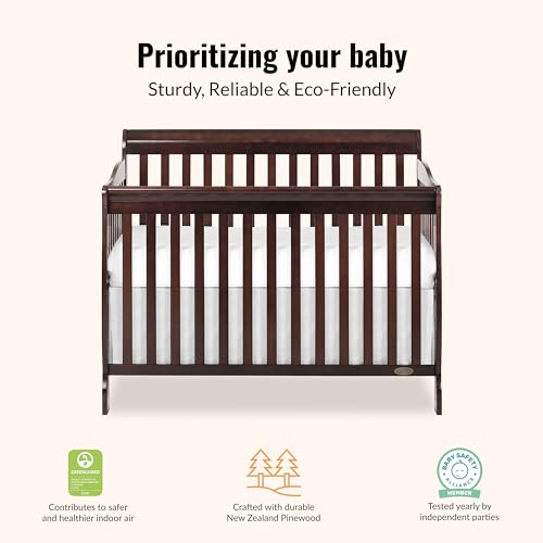 Dream On Me Ashton 5-in-1 Convertible Crib in Espresso, Greenguard Gold Certified , 50x36x44 Inch (Pack of 1)