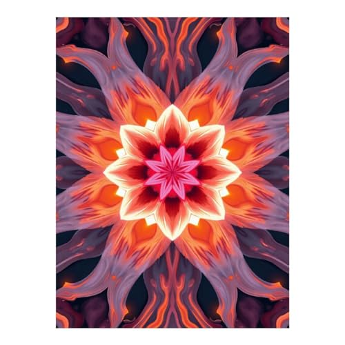 TZTTZT Diamond Art Kits for Adults - Fiery Floral Kaleidoscope Pattern Diamond Painting Kits for Adults Beginner, Frameless Diamond Painting Craft for Home Wall Decor TZTTZT