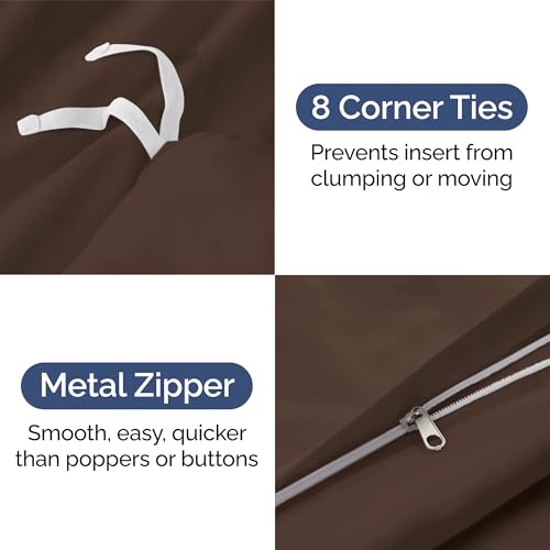 Duvet Cover Twin/Twin XL Size - Extra Soft Twin/Twin XL Size Duvet Cover - Lightweight & Breathable & Fade Free with Zipper Closures and Ties - 68" x 90" Inches - (Brown) Comforter Not Included CGK Unlimited