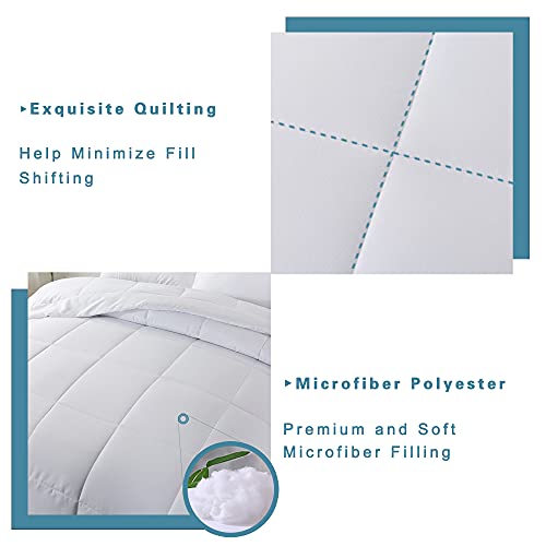 DOWNCOOL Full Size Comforter Sets -All Season Bedding Comforters Sets with 2 Pillow Cases -3 Pieces Bed Set Down Alternative Comforter Set -White Bedding Sets Full(82"x86") DOWNCOOL