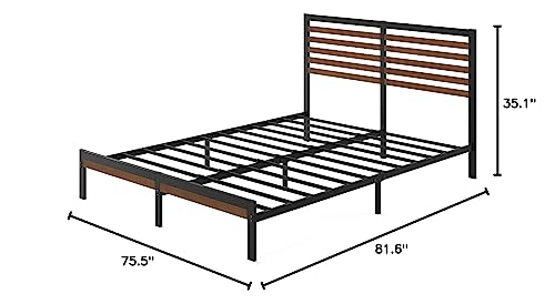 ZINUS Kai Bamboo and Metal Platform Bed Frame with Headboard, No Box Spring Needed, Easy Assembly,King, Brown Zinus