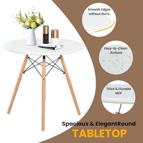 Tangkula Dining Table Set for 4, Round Kitchen Table and Chairs Set of 4 with Ergonomic Seat & Solid Wood Legs, 5-Pieces Modern Dining Set for Kitchen and Living Room Tangkula