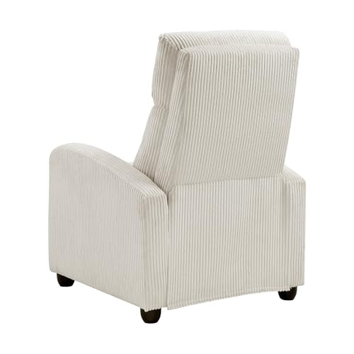 Lexicon Corduroy Pushback Recliner Chair Armchair Push Back Recliner, Solid Wood Frame and Metal Base, Easy Assembly Small Soft Single Sofa Accent Chair for Living Room/Office/Apartment, Beige
