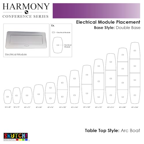 14 Person Arc Boat Shaped Modular Conference Table with Power and Data Module | Harmony Series | Matte Black Square Metal Bases & White Cypress Finish | Scratch-Resistant Laminate | White -14ft SKUTCHI DESIGNS INC.