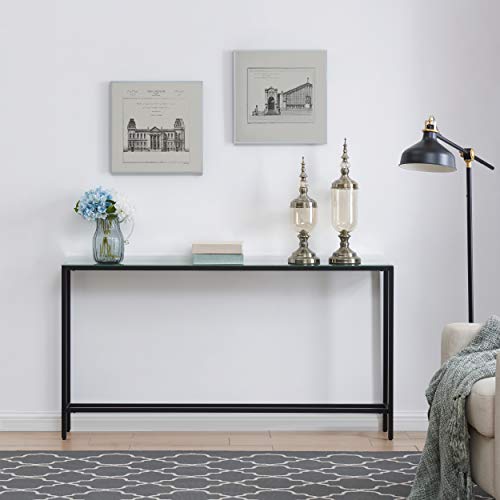 SEI Furniture Darrin Narrow Mirrored Top Console Table, 56", Black SEI Furniture