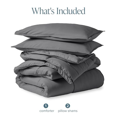 Bare Home Comforter Set - Queen Size - Ultra-Soft - Goose Down Alternative - Premium 1800 Series - All Season Warmth (Queen, Grey) Bare Home