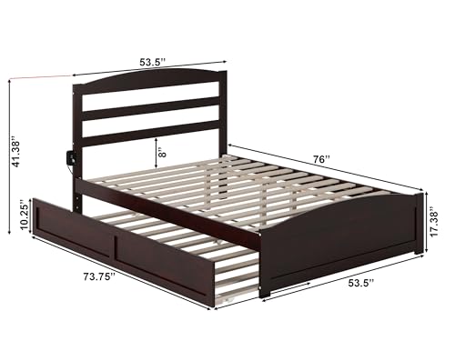 AFI, Warren Full Platform Bed with Matching Footboard & Twin Trundle, Espresso AFI