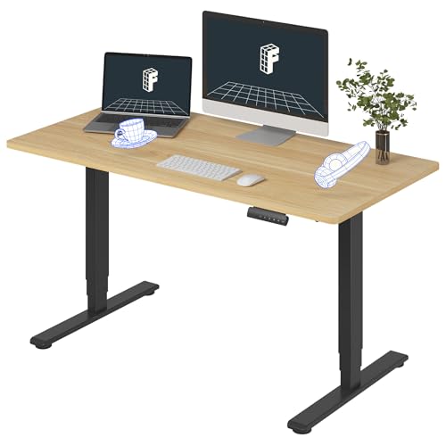 FLEXISPOT E6 3-Stage Dual Motor Electric Standing Desk 55 x 28 Sit Stand Up Desk, Holds 220 lbs, Adjustable Height w/Memory Presets, One-Piece Maple Desktop & Black Frame, Ships in 2 Boxes FLEXISPOT
