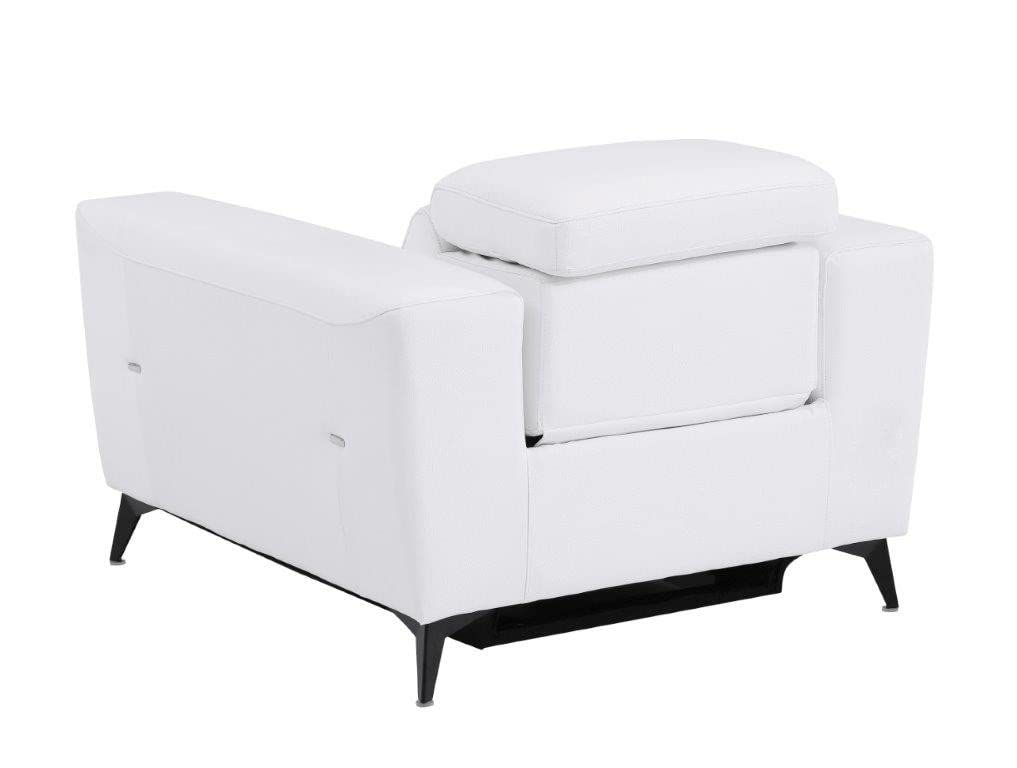 BlackJack Furniture Ferrara Top Grain Italian Leather Power Reclining Sofa Chair with USB Ports to Charge Devices, Adjustable Multi-Position Headrests, Wall Hugger Design, 41.3" W, White Blackjack Furniture