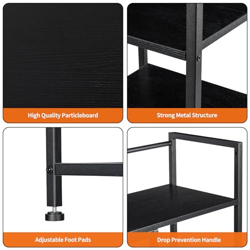 Snughome Desk Shelf, 38.6" Desk Hutch for Computer Monitor, Desktop Organizer Shelf, 4 Tier Desk Display Rack, Wood Desktop Bookshelf Storage Rack for Home Office Dorm, Black Snughome