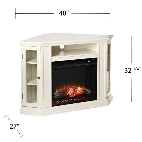 SEI Furniture Claremont Corner Convertible Electric Fireplace with Storage, New Ivory SEI Furniture