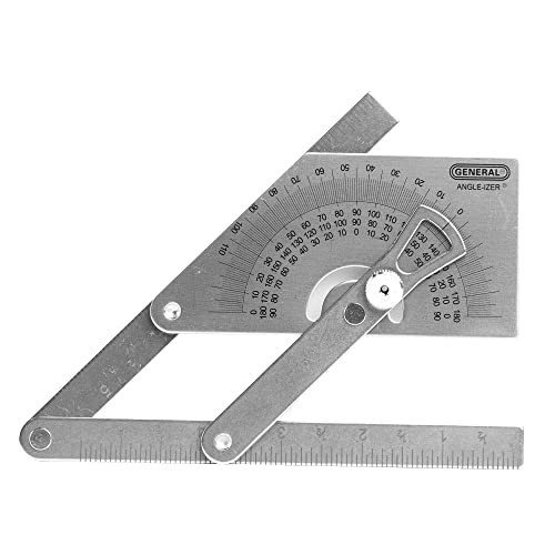 General Tools Protractor and Angle Finder #39, Stainless Steel, Outside, Inside, Sloped Angles, 0° to 180° - WoodArtSupply
