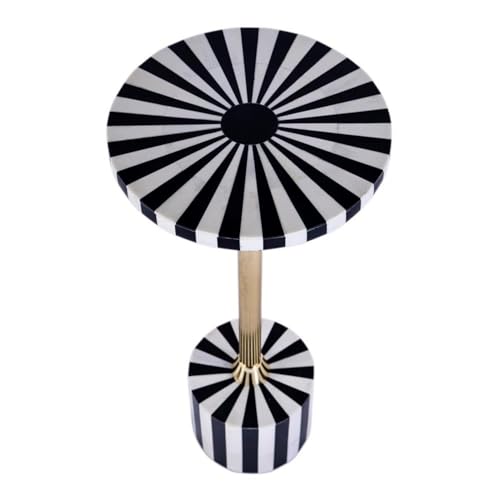Butler Specialty Company Zane Brass and Bone Inlay Round Side Table -Black White Butler Specialty Company