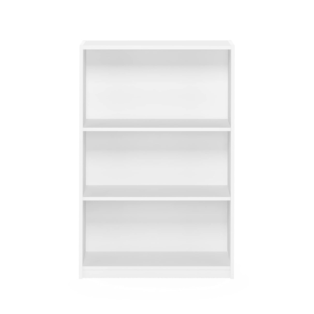 Furinno JAYA Book Shelf, 3-Tier Bookshelf, Bookcase with Adjustable Shelves, 9.5" x 24.5" x 40.3", for Living Room, Bedroom, Home Office, White Furinno