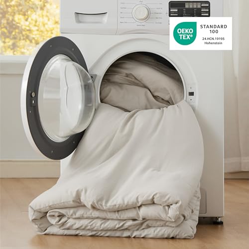 Bedsure Queen Comforter Set, Beige Soft Prewashed Bedding for All Seasons, 3 Pieces GentleSoft™ Bed Set, 1 Lightweight Comforter (90"x90") and 2 Pillowcases (20"x26") Bedsure
