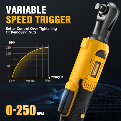 3/8" Cordless Ratchet Wrench Set, 60FT-LBS(80N.m) Electric Ratchet, 2 X 20V Chargeable Power Ratchet Wrench with Variable Speed, LED Light, 6 Sockets, 1/4" Adapter, 3" Extension Rod ALLOY POWER