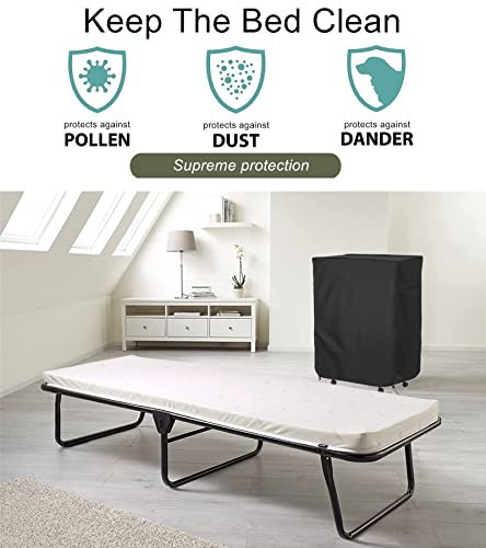 Falezern 33 in Folding Bed Cover, With Metal Zipper and Adjustable Drawstring, Dustproof and Waterproof, Thickened Storage Cover for Fold Up Cot Falezern