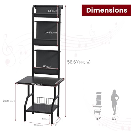 Lutown-Teen Record Player Stand with Vinyl Storage, Record Player Table Holds up to 200 Albums, 5-Tier Turntable Stand for Living Room, Black Lutown-Teen