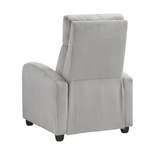 Lexicon Corduroy Pushback Recliner Chair Armchair Push Back Recliner, Solid Wood Frame and Metal Base, Easy Assembly Small Soft Single Sofa Accent Chair for Living Room/Office/Apartment, Light Grey