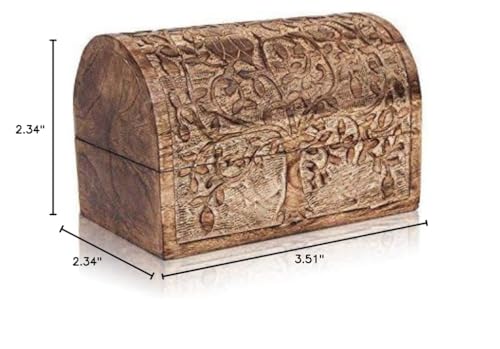 Birthday Gift Ideas Handmade Decorative Wooden Jewelry Box With Tree Of Life Carvings Jewelry Organizer Keepsake Box Treasure Chest Trinket Holder Lock Box Watch Box Gifts For Her (Natural Finish) The Great Indian Bazaar