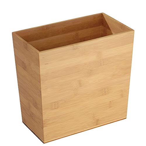 iDesign Rectangular Bamboo Waste Basket, The Formbu Collection – 10.5" x 5.75" x 10”, Natural Wood Finish InterDesign