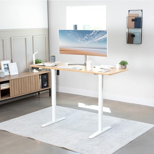 VIVO Electric Single Motor Standing Desk Frame for 41 to 74 in Table Tops, Memory Height Adjustment, Frame Only, White, DESK-E151EW VIVO