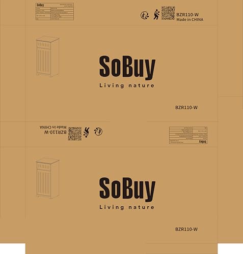 SoBuy Small Laundry Hamper Cabinet Tilt-Out, Bathroom Chest Storage Unit with Drawer, Hidden Basket White BZR110-W SoBuy