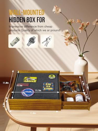 OneTigris Hidden Gun Storage, Concealment Furniture Hidden Gun Safe Concealment Shelf Wall Safe Wooden Photo Frame, Wall Mounted Hidden Compartment Furniture with Picture Display Panel OneTigris