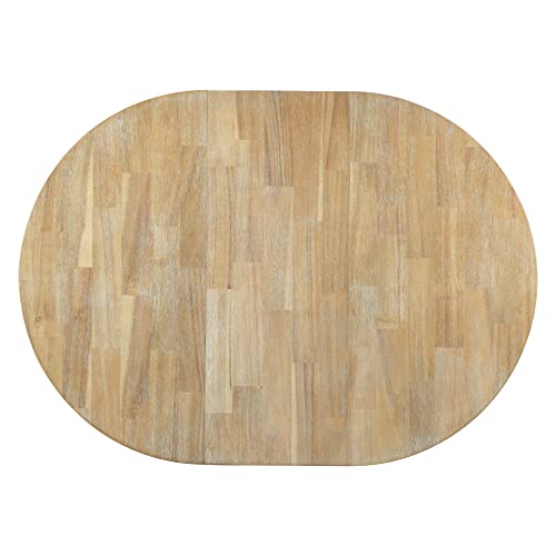 Ball & Cast Farmhouse Extendable Dining Table for 4-6, 42"-58" Extendable Kitchen-Table with a 16" Leaf, Round Ellipse Retro Wood Dining Room-Table w/Removable Leaves,Space Saving, Natural Ball & Cast