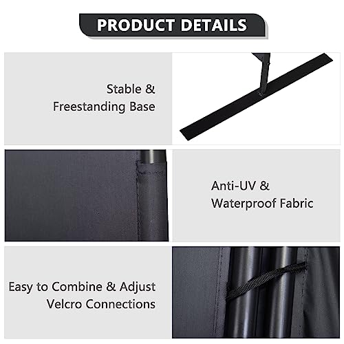 JAXPETY Room Divider Panel 6Ft Privacy Screen Wall Dividers for Room Separation Flexible Partition Folding Portable Room Partition for Office 88" W x 73" H, Black JAXPETY