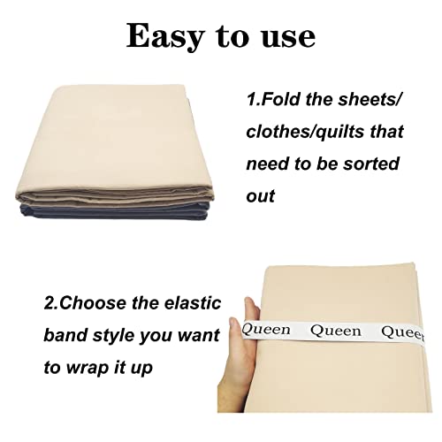 Yermivie 4 Pieces Bed Sheet Organizer Bands, Sheet Organizers and Storage Label Bands, Sheet Label for Bedding, Sheets Organizer for Closet,Sheet Keepers Linen Labels Bedding Bands (4Pcs Full) Yermivie