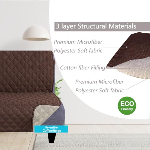 U-NICE HOME Futon Sofa Covers Reversible Sofa Slipcover Armless Furniture Protector Couch Cover Water Resistant (Futon, Coffee/Beige) U-NICE HOME