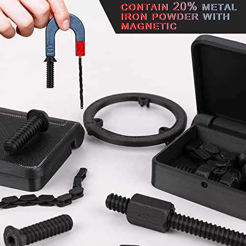 AMOLEN 3D Printer Filament, Metal PLA Filament 1.75mm with Magnetic, Contains 20% Metal Iron Powder, Apply to Polishing, Matte Black PLA 3D Printing Filament +/- 0.02mm, 1kg/2.2lbs AMOLEN