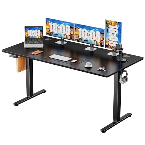 NEWBULIG 55x24 Inch Electric Standing Desk Height Adjustable, Sit Stand Computer Workstations Rising Lift PC Table Ergonomic Riser for Home Office Gaming Writing Student, Black NEWBULIG